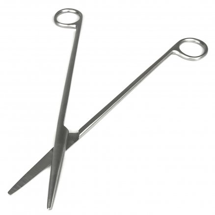 Ножиці по Metzenbaum, анатомічні, для розтину м'яких тканин, прямі, тупокінцеві. Довжина 23 см